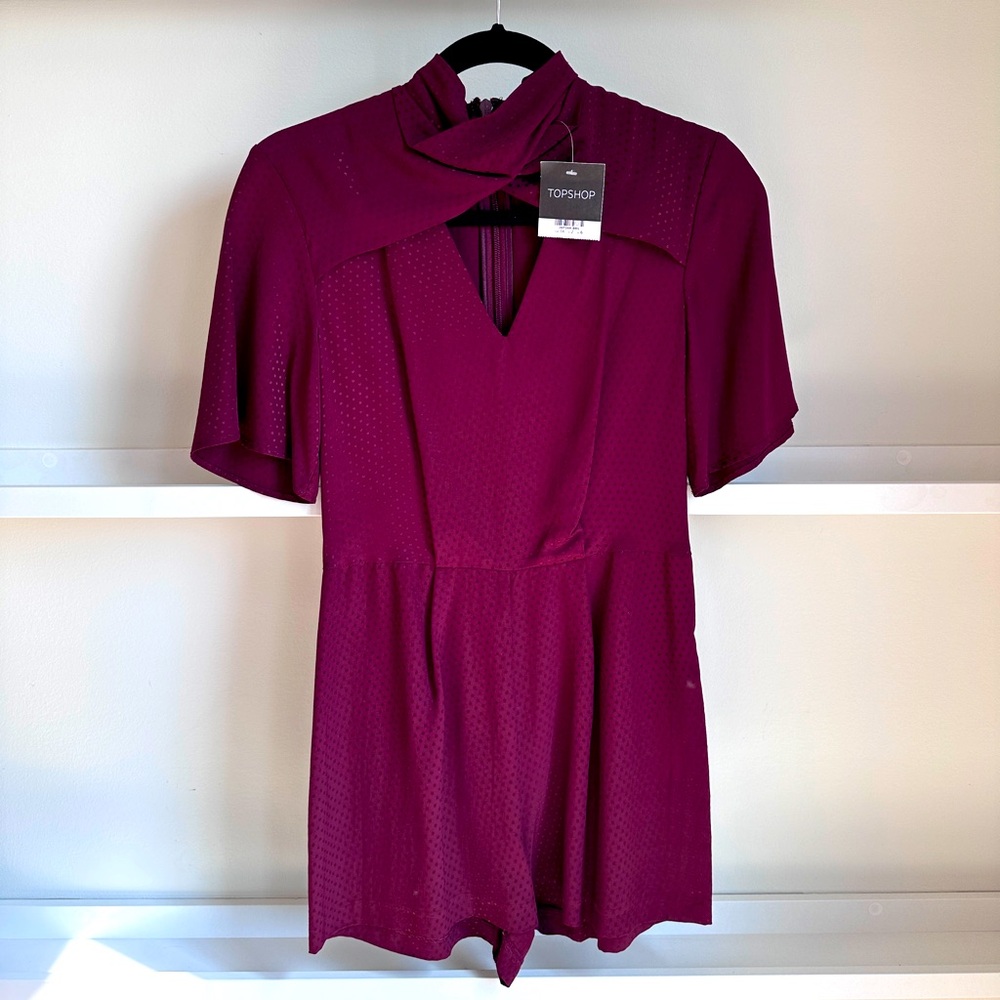 Topshop Burgundy Wine Romper. Size 2